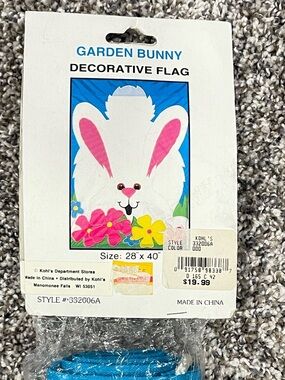 Kohl's Garden Bunny Decorative Flag - White & Pink